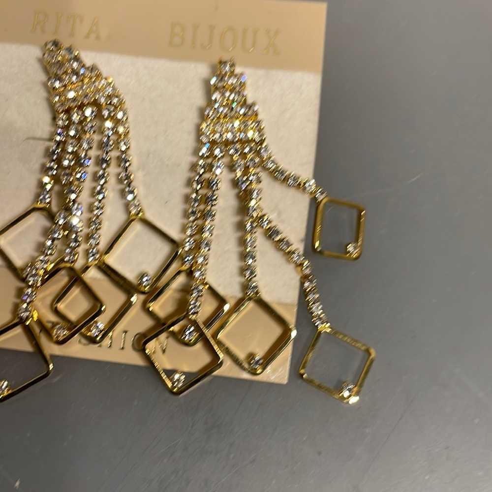 Long gold earrings